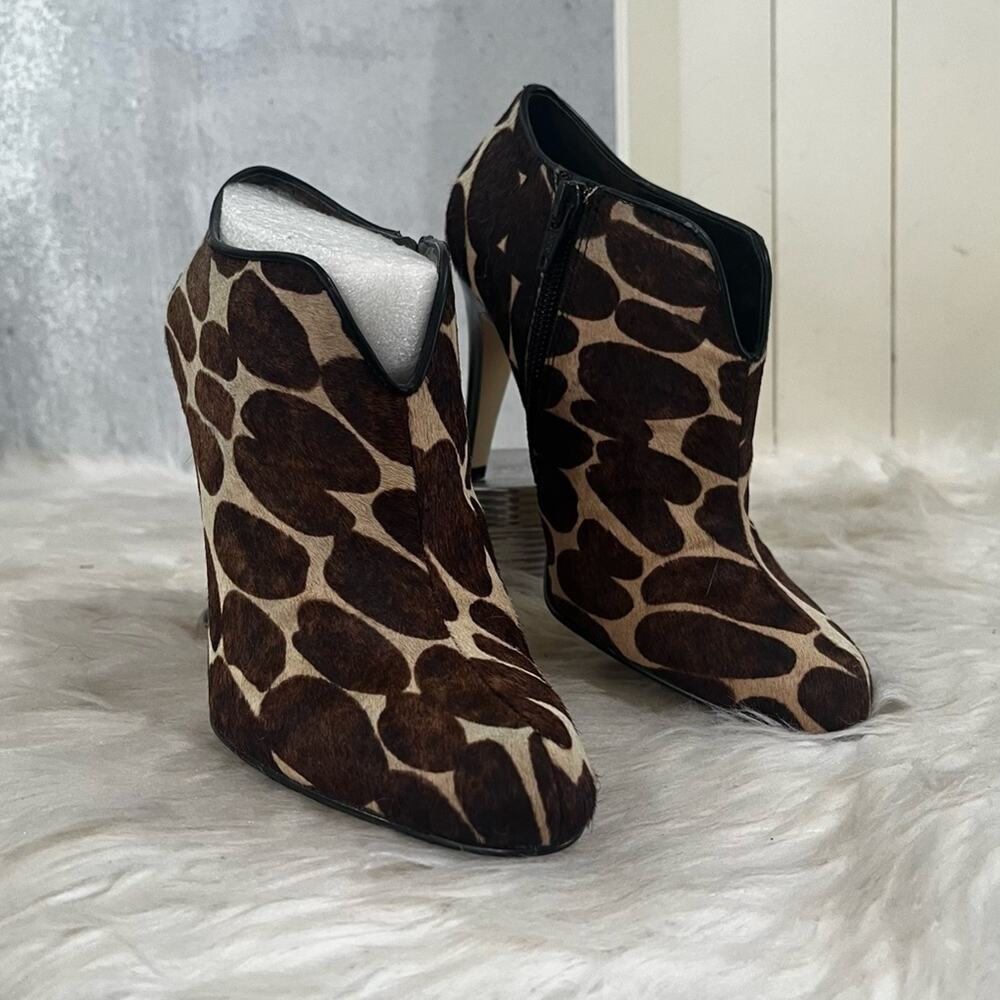 NEW Nine West Leather Hair Calf Classic Spotted Leopard High Heel Ankle Boot 5.5 - Picture 3 of 15